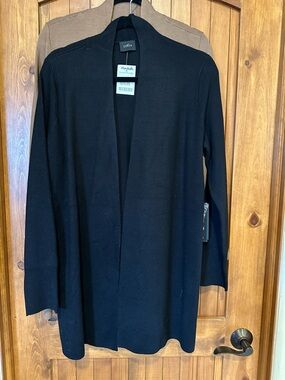 Two Cyrus Black and CamelOpen-Front Women’s Cardigans